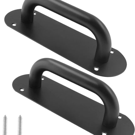 Biaungdo 2 Pack Door Handle Pull Plate, Stainless Steel Door Handle Pull Heavy Duty Barn Door Pull Handles for Sliding Barn Door Kitchen Cabinet, Matte Black (7.8" x 2.5").