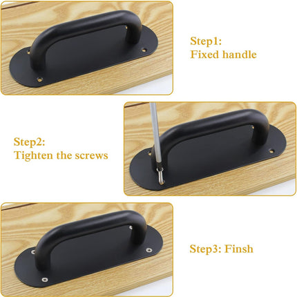 Biaungdo 2 Pack Door Handle Pull Plate, Stainless Steel Door Handle Pull Heavy Duty Barn Door Pull Handles for Sliding Barn Door Kitchen Cabinet, Matte Black (7.8" x 2.5").