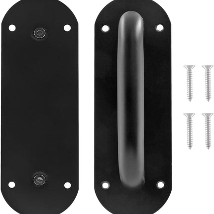 Biaungdo 2 Pack Door Handle Pull Plate, Stainless Steel Door Handle Pull Heavy Duty Barn Door Pull Handles for Sliding Barn Door Kitchen Cabinet, Matte Black (7.8" x 2.5").