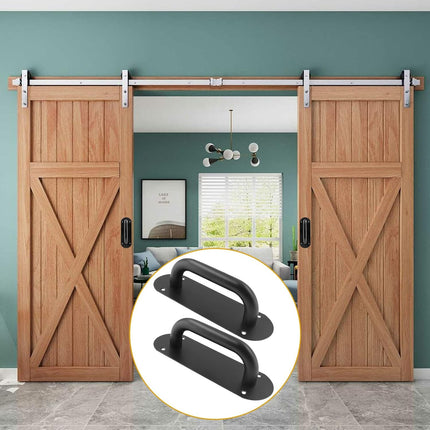 Biaungdo 2 Pack Door Handle Pull Plate, Stainless Steel Door Handle Pull Heavy Duty Barn Door Pull Handles for Sliding Barn Door Kitchen Cabinet, Matte Black (7.8" x 2.5").