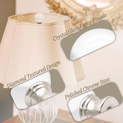 Biaungdo 2 Pack Glass Crystal Lamp Finial, Clear Lamp Finial Cap Knob Glass Ball Lamp Screw Top Lamp Decoration for Lamp Shade, with 1/4-27 Inch Silver Base.