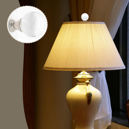 Biaungdo 2 Pack Glass Crystal Lamp Finial, Clear Lamp Finial Cap Knob Glass Ball Lamp Screw Top Lamp Decoration for Lamp Shade, with 1/4-27 Inch Silver Base.