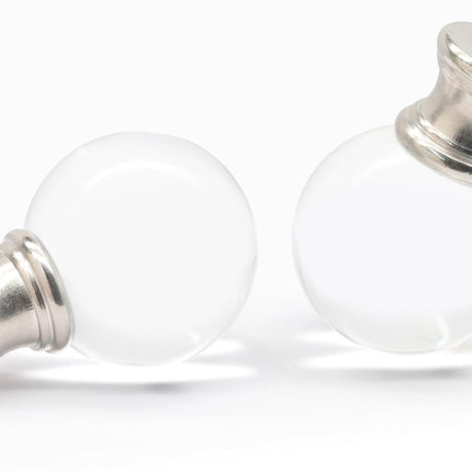 Biaungdo 2 Pack Glass Crystal Lamp Finial, Clear Lamp Finial Cap Knob Glass Ball Lamp Screw Top Lamp Decoration for Lamp Shade, with 1/4-27 Inch Silver Base.