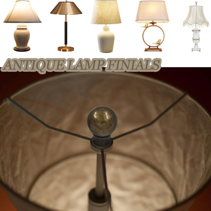 Biaungdo 2 Pcs Solid Brass Lamp Finial Cap Knob with Dual-Thread Screw, Lamp Shade Screw Cap Top Lamps Decoration for Lamps Shade Holder, 3/8 Inch & 1/4-27 Inch.