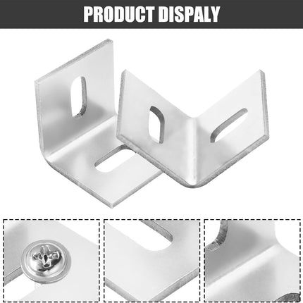 Biaungdo 20 Pcs Heavy Duty Table Top Fasteners, Silver Z Clips Fastener Connector, Adjustable Corner Braces Right Angle L Brackets for Table Tops, Shelves, Desk, Chairs, Repairing Furniture.