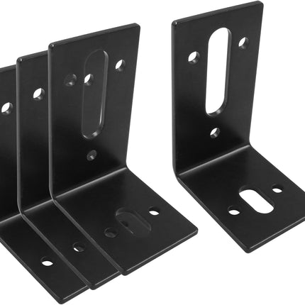 Biaungdo 4 Pcs Black Adjustable L Bracket with Slot, 3¼"×2⅜"×1¾" Metal Right Angle Corner Bracket, L-Shape Corner Brace Support Brackets for Fixing Furniture(3mm Thickness, Max.Load 66 lb).