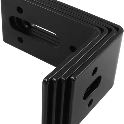 Biaungdo 4 Pcs Black Adjustable L Bracket with Slot, 3¼"×2⅜"×1¾" Metal Right Angle Corner Bracket, L-Shape Corner Brace Support Brackets for Fixing Furniture(3mm Thickness, Max.Load 66 lb).
