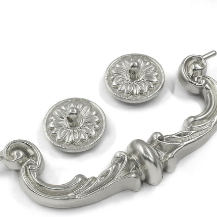 Biaungdo 4 Pcs 150 mm / 6 Inch Hole Center Pull Handles, Zinc Alloy Rustic Vintage Style Drop-Down Bail Swing Dresser Pull Handle Antique Drawer Handles for Kitchen, Cabinet (Silver).