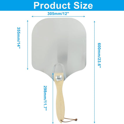 Biaungdo 12 Inch Aluminum Metal Pizza Peel, Pizza Spatula Paddle with Foldable Wood Handle for Oven.
