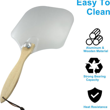 Biaungdo 12 Inch Aluminum Metal Pizza Peel, Pizza Spatula Paddle with Foldable Wood Handle for Oven.
