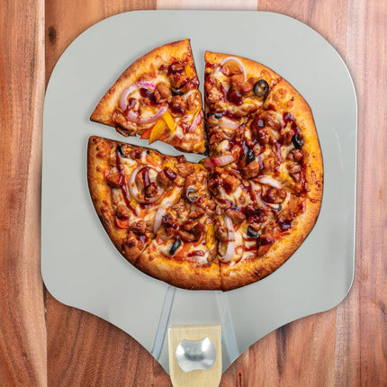 Biaungdo 12 Inch Aluminum Metal Pizza Peel, Pizza Spatula Paddle with Foldable Wood Handle for Oven.