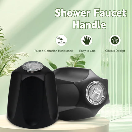 Biaungdo Black Shower Knob Replacement Set of 2, Bathtub Faucet Handles Include Hot and Cold Shower Knob for Remodeling Trim.