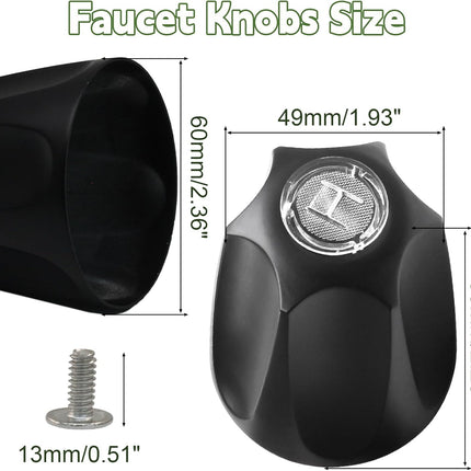 Biaungdo Black Shower Knob Replacement Set of 2, Bathtub Faucet Handles Include Hot and Cold Shower Knob for Remodeling Trim.