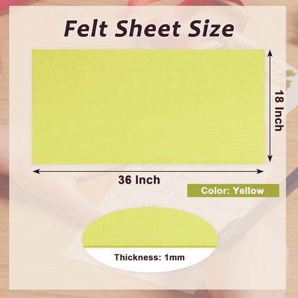 Biaungdo Yellow Felt Fabric Sheet, 18 x 36 Inch Wide 1mm Thick Felt Sheets, Soft Acrylic Craft Felts Liners for DIY Sewing Arts Crafts Drawer Jewelry Box.