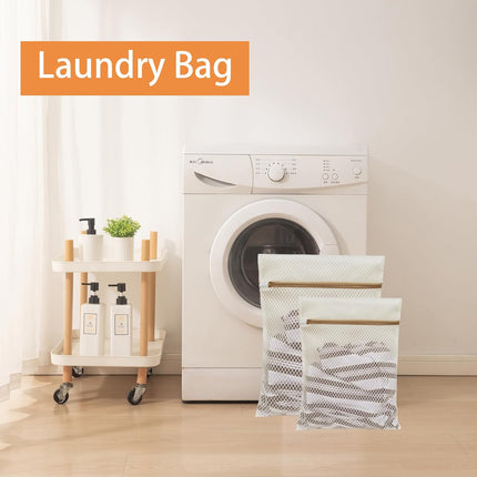 6 Pack Laundry Bag, Durable Honeycomb Mesh Laundry Bags Suitable for Delicate Clothes Washing (3 Large, 3 Medium) Beige.
