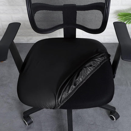 FORCHEER Office Chair seat Covers Leather Stretch Waterproof PU Computer Chair Seat Cushion Slipcovers-Black.