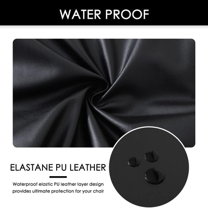 FORCHEER Office Chair seat Covers Leather Stretch Waterproof PU Computer Chair Seat Cushion Slipcovers-Black.