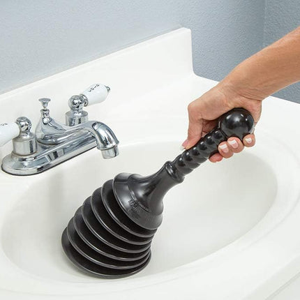 Master Plunger MPS4 Sink & Drain Plunger for Kitchen Sinks, Bathroom Sinks, Showers, and Bathtubs. Small and Strong Design with Large Bellows Commercial & Residential Use, Black.