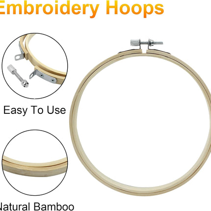 Biaungdo 6 Pieces 6 Inch Embroidery Hoops, Round Wood Embroidery Hoops, Adjustable Bamboo Circle Cross Stitch Hoop Ring, Wooden Embroidery Frames for Art Craft Sewing, Christmas Decoration.