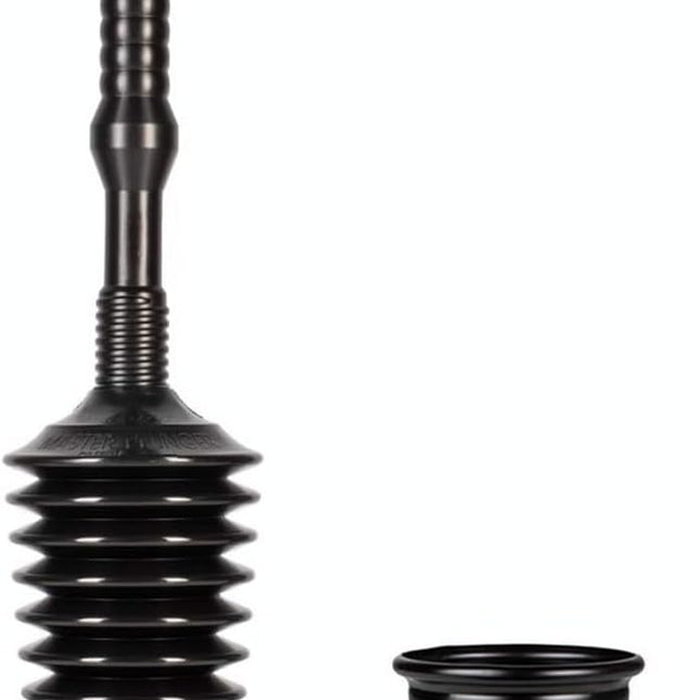 Master Plunger MP500-B3 Heavy Duty Bathroom Toilet Plunger Kit with Short Bucket/Caddy. Equipped with Air Release Valve, Black.