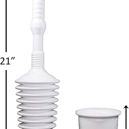Master Plunger MP500-B4 Heavy Duty Bathroom Toilet Plunger Kit with Short Bucket. Equipped with Air Release Valve, White.