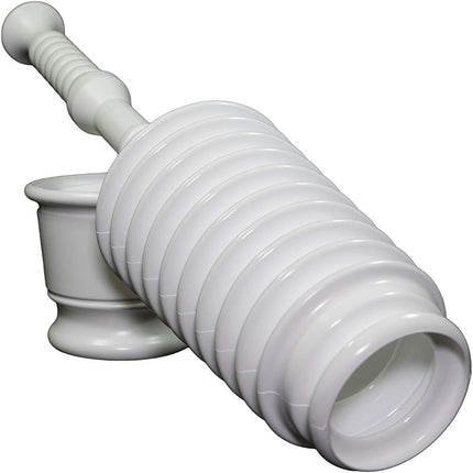 Master Plunger MP500-B4 Heavy Duty Bathroom Toilet Plunger Kit with Short Bucket. Equipped with Air Release Valve, White.