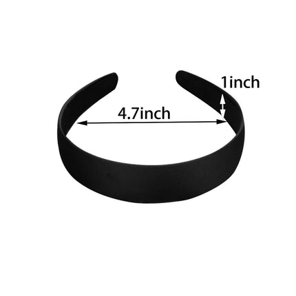 BallHull 1.2 Inch Satin Headbands, Ladies and Girls Antiskid Hard Hair Bands, DIY Hair Headbands, 6 Pcs Black..