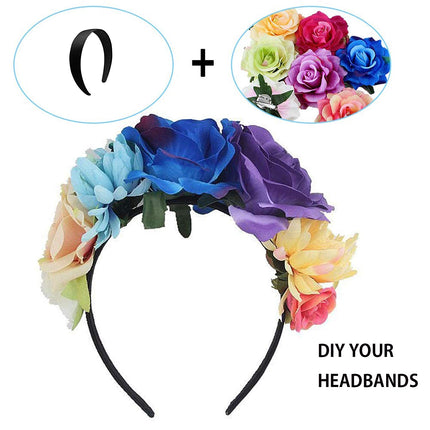 BallHull 1.2 Inch Satin Headbands, Ladies and Girls Antiskid Hard Hair Bands, DIY Hair Headbands, 6 Pcs Black..