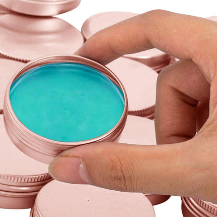 1 oz Aluminum Tin Jar with Screw Cap Refillable Container for Cosmetic, Lip Balm, Cream, Rose Gold 12 Pcs..