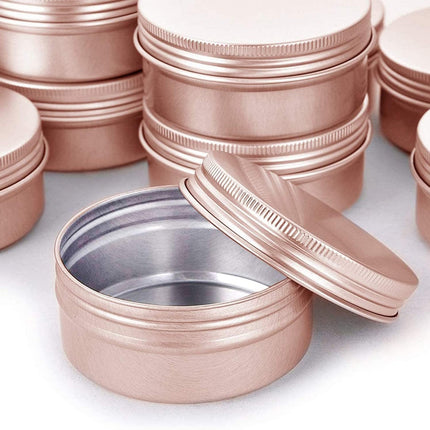 1 oz Aluminum Tin Jar with Screw Cap Refillable Container for Cosmetic, Lip Balm, Cream, Rose Gold 12 Pcs..