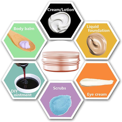 1 oz Aluminum Tin Jar with Screw Cap Refillable Container for Cosmetic, Lip Balm, Cream, Rose Gold 12 Pcs..