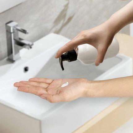 10 Ounce Clear Plastic Pump Bottle Dispenser, Refillable Empty Bottle Container with Pump for Essential Oil Soap Lotion Shampoo, 2 Pcs.