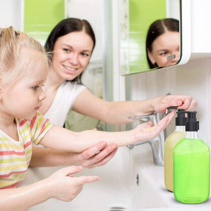 10 Ounce Clear Plastic Pump Bottle Dispenser, Refillable Empty Bottle Container with Pump for Essential Oil Soap Lotion Shampoo, 2 Pcs.