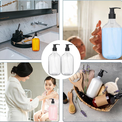 10 Ounce Clear Plastic Pump Bottle Dispenser, Refillable Empty Bottle Container with Pump for Essential Oil Soap Lotion Shampoo, 2 Pcs.