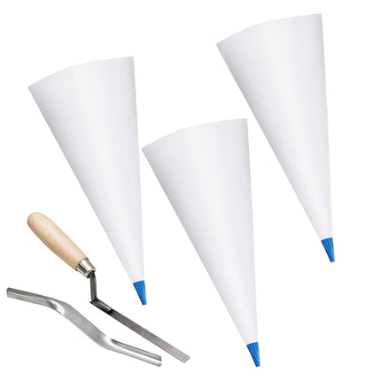 Biaungdo 3 Pack Tile Grout Masonry Mortar Bag & Brick Jointer & Tuck Pointers, Heavy Duty Piping Bags Grout Sealer Bag for Tile Installation(Blue).
