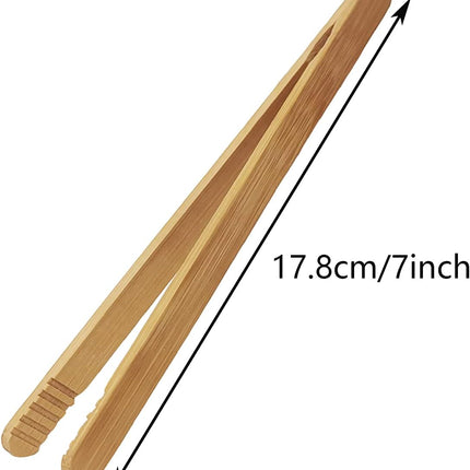 7 Inch Bamboo Kitchen Utensil Tongs, Reusable Bamboo Toast Tongs for Toast, Kimchi, Fruit and Tea, 8 Pcs..