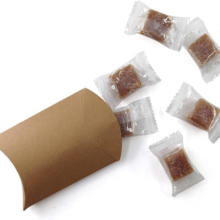 BallHull Kraft Paper Pillow Candy Box, Foldable Gift Box with Jute Rope for Weddings, Parties, Birthdays, Holidays, 60 Pcs.