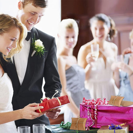 BallHull Kraft Paper Pillow Candy Box, Foldable Gift Box with Jute Rope for Weddings, Parties, Birthdays, Holidays, 60 Pcs.