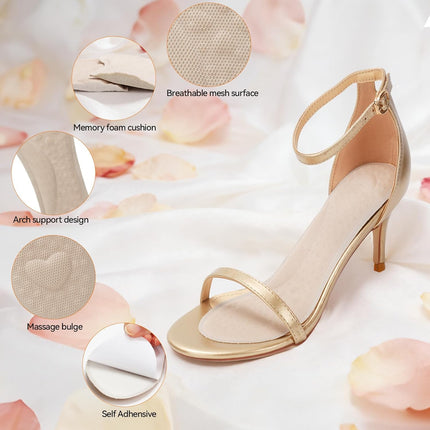 Arch Support High Heel Inserts for Women, Breathable Foam Cushion Sandal Inserts with Mesh Fabric Surface, Anti-Slip Insoles for Flats, Shock Absorb Inserts for Plantar Fasciitis Relief, L 7.5-9.5.