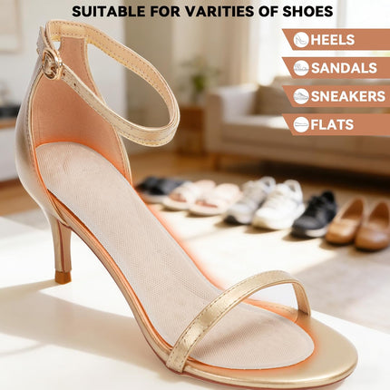 Arch Support High Heel Inserts for Women, Breathable Foam Cushion Sandal Inserts with Mesh Fabric Surface, Anti-Slip Insoles for Flats, Shock Absorb Inserts for Plantar Fasciitis Relief, L 7.5-9.5.
