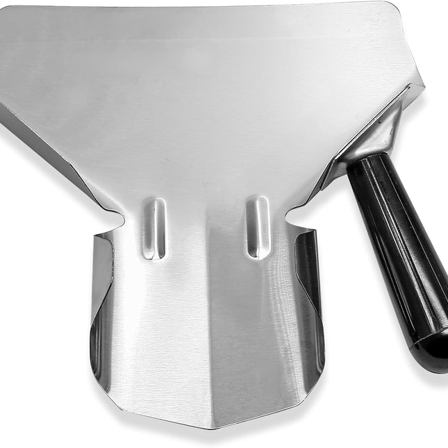 Biaungdo Stainless Steel French Fry Popcorn Scoop, Metal Popcorn Scoop, French Fry Bagger, Quick Fill Tool for Bags & Boxes, Multipurpose Scooper for Food, Fries, Snacks, Desserts, Ice(Right Handle).