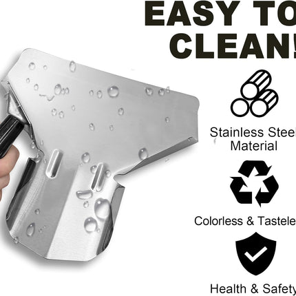 Biaungdo Stainless Steel French Fry Popcorn Scoop, Metal Popcorn Scoop, French Fry Bagger, Quick Fill Tool for Bags & Boxes, Multipurpose Scooper for Food, Fries, Snacks, Desserts, Ice(Right Handle).
