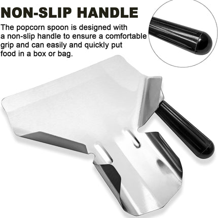 Biaungdo Stainless Steel French Fry Popcorn Scoop, Metal Popcorn Scoop, French Fry Bagger, Quick Fill Tool for Bags & Boxes, Multipurpose Scooper for Food, Fries, Snacks, Desserts, Ice(Right Handle).