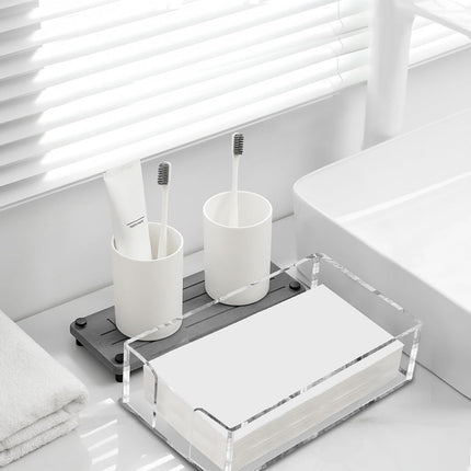 Fengzhe Acrylic Guest Towel Napkin Holder, Clear Bathroom Paper Hand Towels Storage Tray, Disposable Paper Towel Holder for Bathroom, Kitchen, Parties, Weddings, and Various Events 8.5x4.9x2.4 inches.