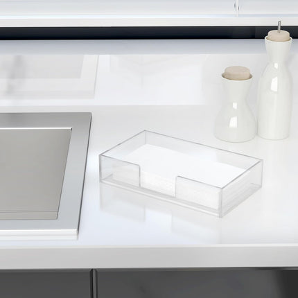 Acrylic Guest Towel Napkin Holder,Clear Bathroom Paper Hand Towels Storage Tray,Disposable Towel Holder for Bathroom,Kitchen,Parties,Weddings,Vertical Modern Napkin Dispenser for Home,Hotel,Office.