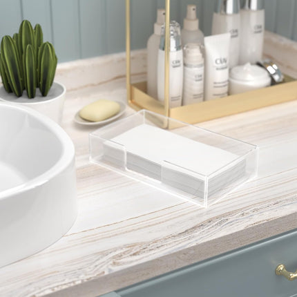 Acrylic Guest Towel Napkin Holder,Clear Bathroom Paper Hand Towels Storage Tray,Disposable Towel Holder for Bathroom,Kitchen,Parties,Weddings,Vertical Modern Napkin Dispenser for Home,Hotel,Office.