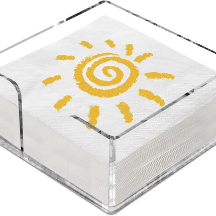 Fengzhe Acrylic Napkin Holder for Table，Clear Paper Napkin Holder，Disposable Paper Towel Holder for Bathroom,Kitchen,Parties, Weddings, and Various Events (7''x 7''x2.35''）.