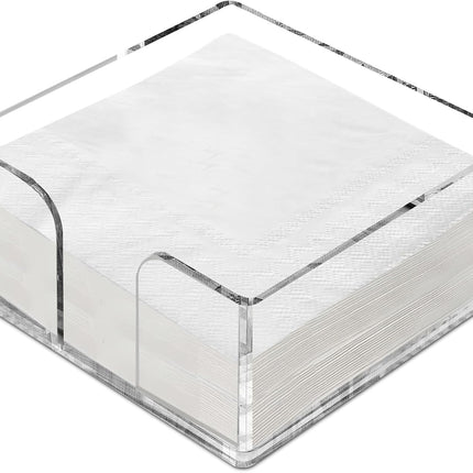Fengzhe Acrylic Napkin Holder for Table，Clear Paper Napkin Holder，Disposable Paper Towel Holder for Bathroom,Kitchen,Parties, Weddings, and Various Events (7''x 7''x2.35''）.