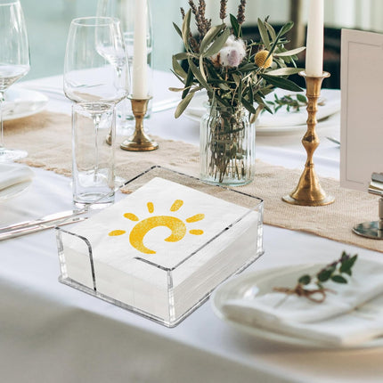 Fengzhe Acrylic Napkin Holder for Table，Clear Paper Napkin Holder，Disposable Paper Towel Holder for Bathroom,Kitchen,Parties, Weddings, and Various Events (7''x 7''x2.35''）.