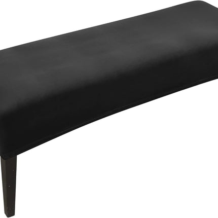 FORCHEER Dining Bench Cover Velvet Black Bench Slipcover for Living Room Rectangle 59inch Bench Seat Protector for Bedroom, Kitchen Washable(Velvet-Black).